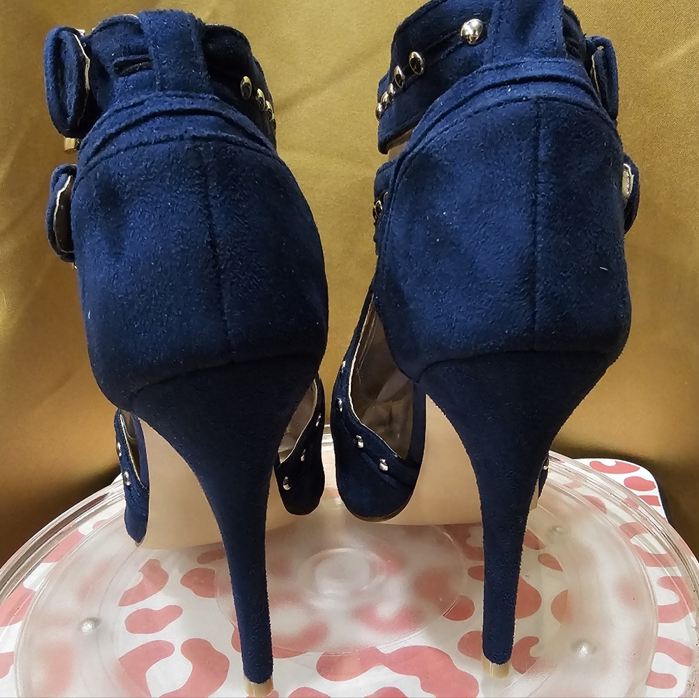 K XYD Peep Toe Ankle Bootie High Heels Buckled Double Straps Cutout Shoes - Picture 6 of 13